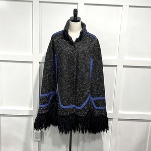 Rag and Bone Black & White Wool Cape, M/L